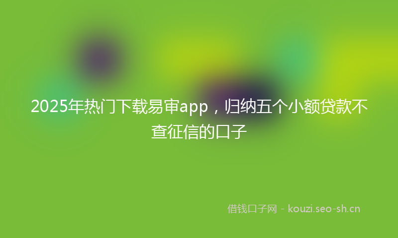 2025年热门下载易审app，归纳五个小额贷款不查征信的口子