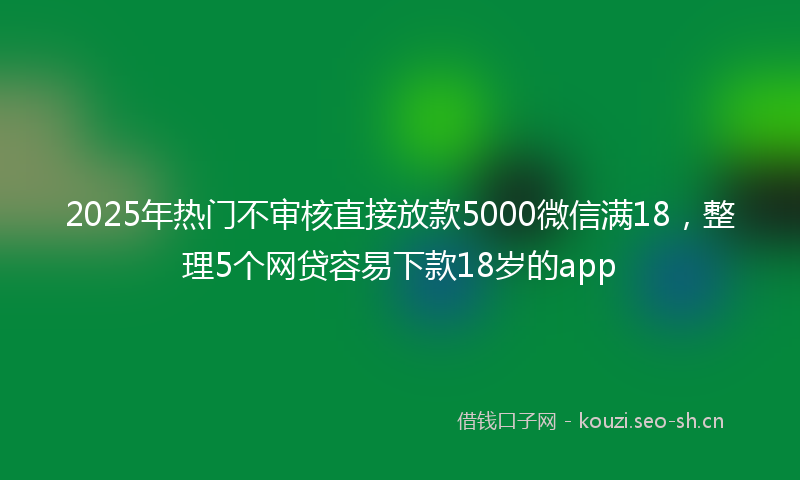 2025年热门不审核直接放款5000微信满18，整理5个网贷容易下款18岁的app
