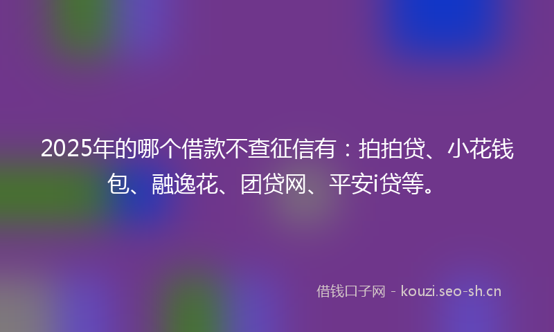 2025年的哪个借款不查征信有：拍拍贷、小花钱包、融逸花、团贷网、平安i贷等。