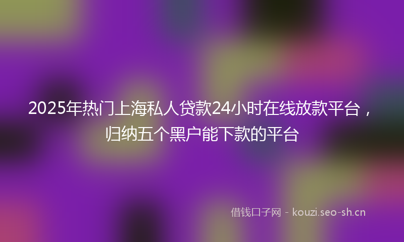 2025年热门上海私人贷款24小时在线放款平台，归纳五个黑户能下款的平台