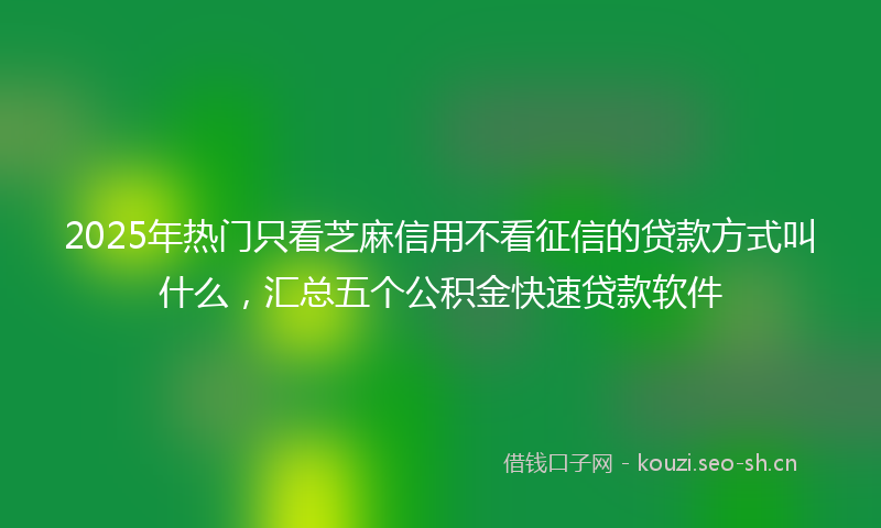 2025年热门只看芝麻信用不看征信的贷款方式叫什么，汇总五个公积金快速贷款软件