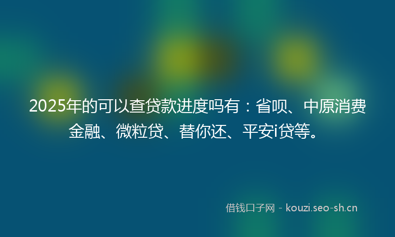2025年的可以查贷款进度吗有：省呗、中原消费金融、微粒贷、替你还、平安i贷等。
