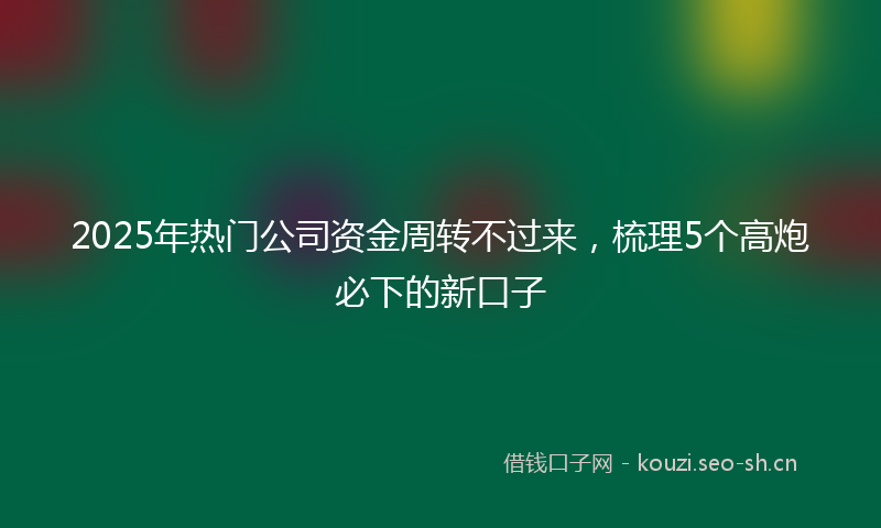 2025年热门公司资金周转不过来，梳理5个高炮必下的新口子
