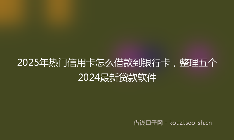 2025年热门信用卡怎么借款到银行卡，整理五个2024最新贷款软件