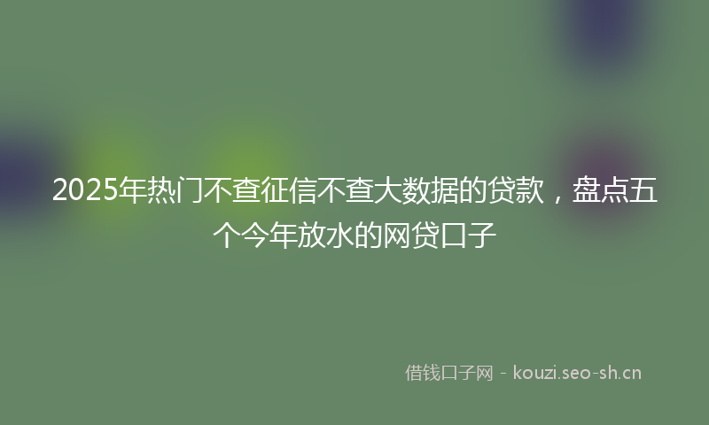 2025年热门不查征信不查大数据的贷款，盘点五个今年放水的网贷口子