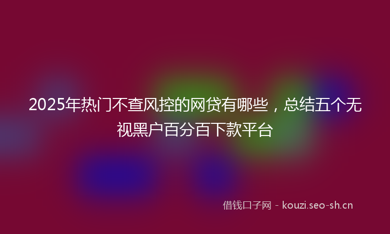 2025年热门不查风控的网贷有哪些，总结五个无视黑户百分百下款平台