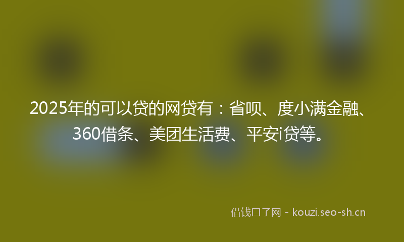 2025年的可以贷的网贷有：省呗、度小满金融、360借条、美团生活费、平安i贷等。