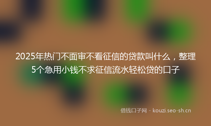 2025年热门不面审不看征信的贷款叫什么，整理5个急用小钱不求征信流水轻松贷的口子
