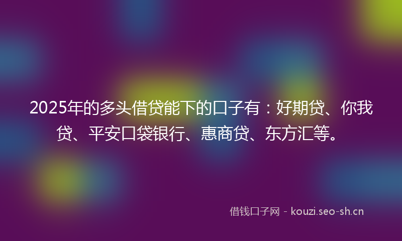 2025年的多头借贷能下的口子有：好期贷、你我贷、平安口袋银行、惠商贷、东方汇等。