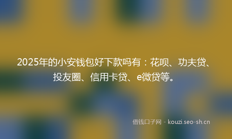 2025年的小安钱包好下款吗有：花呗、功夫贷、投友圈、信用卡贷、e微贷等。