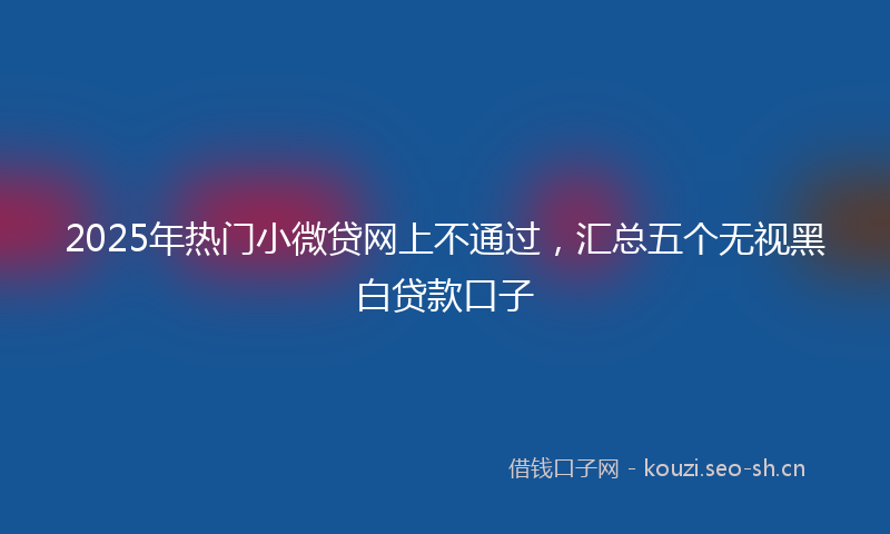 2025年热门小微贷网上不通过，汇总五个无视黑白贷款口子