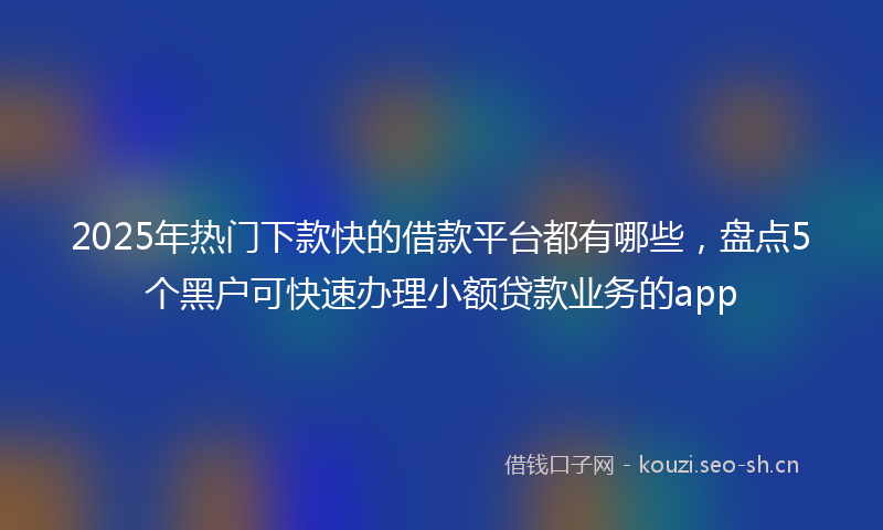 2025年热门下款快的借款平台都有哪些，盘点5个黑户可快速办理小额贷款业务的app