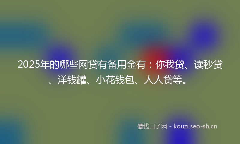 2025年的哪些网贷有备用金有：你我贷、读秒贷、洋钱罐、小花钱包、人人贷等。