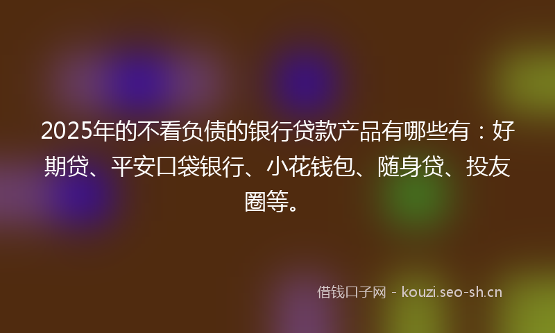 2025年的不看负债的银行贷款产品有哪些有：好期贷、平安口袋银行、小花钱包、随身贷、投友圈等。