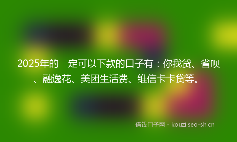 2025年的一定可以下款的口子有：你我贷、省呗、融逸花、美团生活费、维信卡卡贷等。