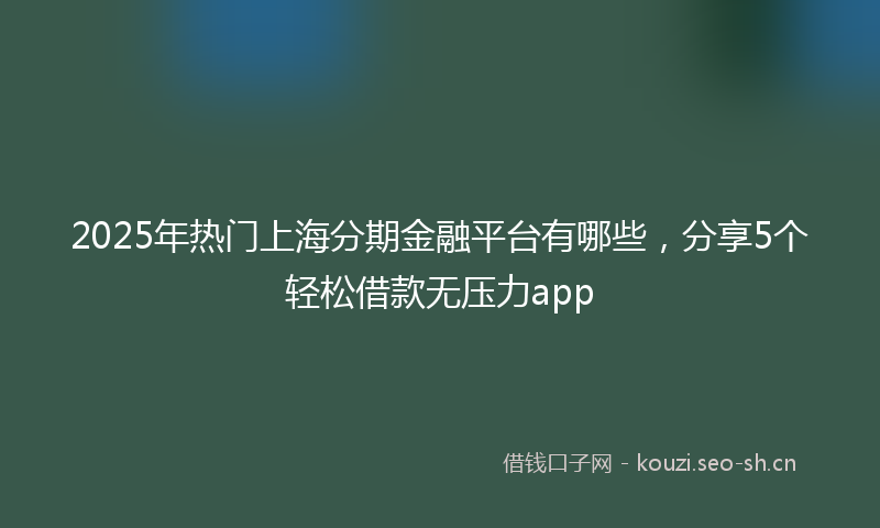 2025年热门上海分期金融平台有哪些，分享5个轻松借款无压力app