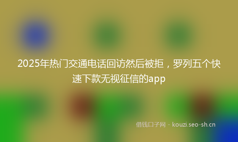 2025年热门交通电话回访然后被拒，罗列五个快速下款无视征信的app