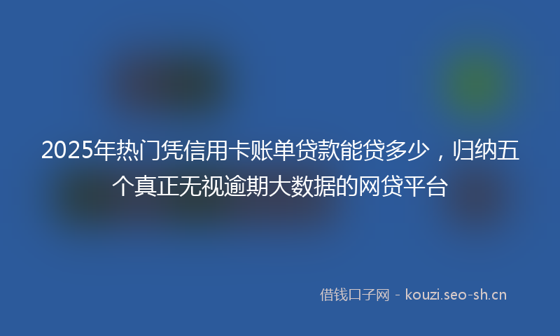 2025年热门凭信用卡账单贷款能贷多少，归纳五个真正无视逾期大数据的网贷平台