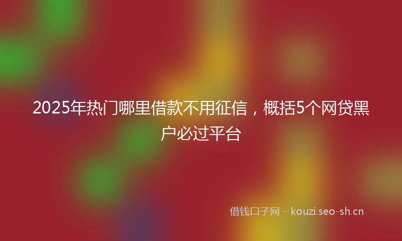 2025年热门哪里借款不用征信，概括5个网贷黑户必过平台