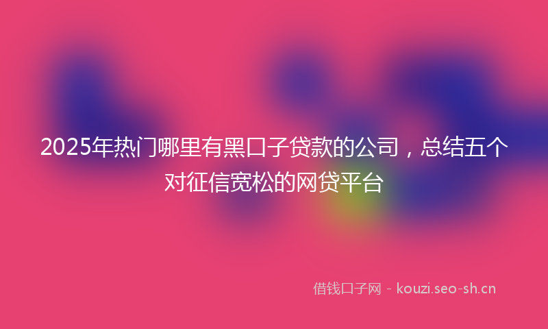 2025年热门哪里有黑口子贷款的公司，总结五个对征信宽松的网贷平台