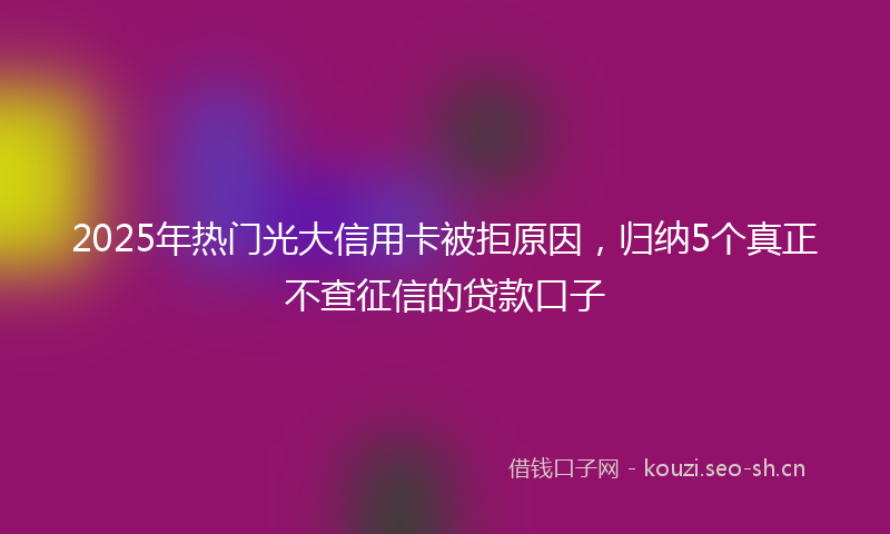 2025年热门光大信用卡被拒原因，归纳5个真正不查征信的贷款口子