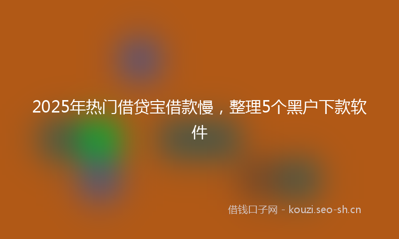 2025年热门借贷宝借款慢，整理5个黑户下款软件
