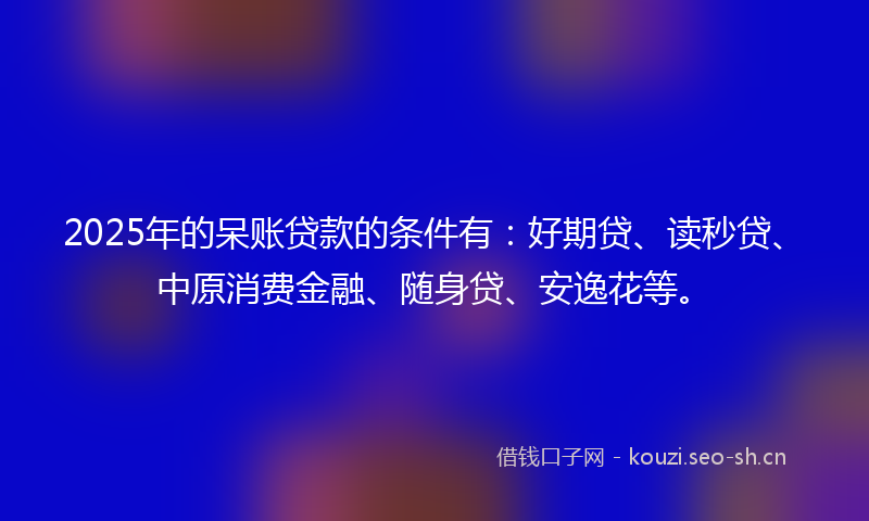 2025年的呆账贷款的条件有：好期贷、读秒贷、中原消费金融、随身贷、安逸花等。