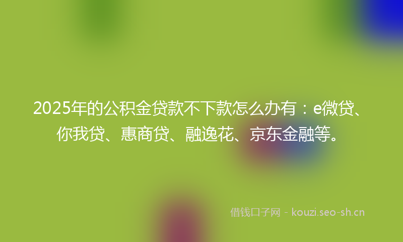 2025年的公积金贷款不下款怎么办有：e微贷、你我贷、惠商贷、融逸花、京东金融等。