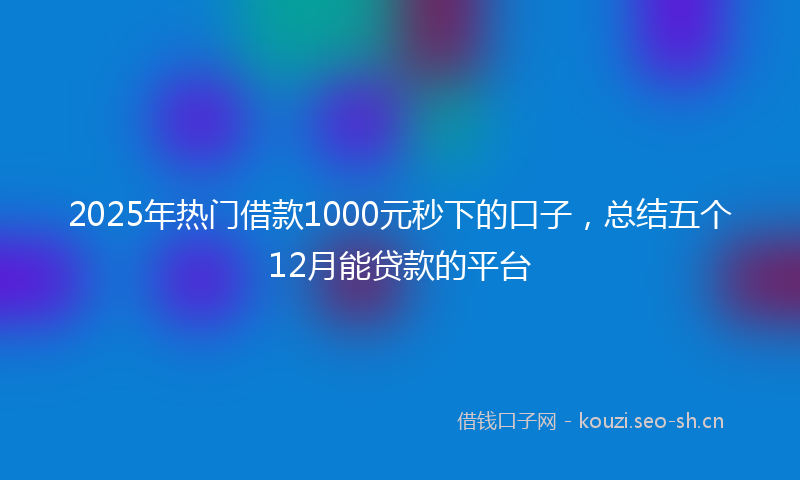 2025年热门借款1000元秒下的口子，总结五个12月能贷款的平台