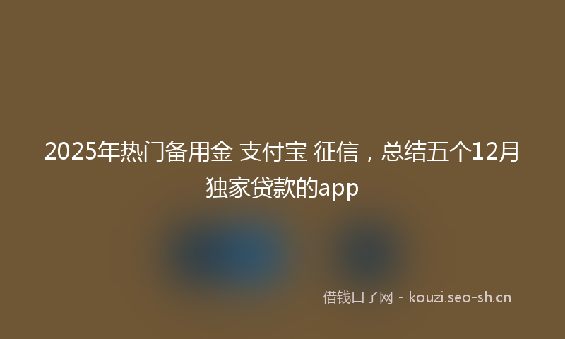 2025年热门备用金 支付宝 征信，总结五个12月独家贷款的app