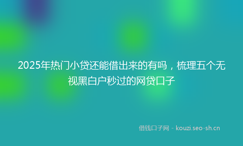 2025年热门小贷还能借出来的有吗，梳理五个无视黑白户秒过的网贷口子
