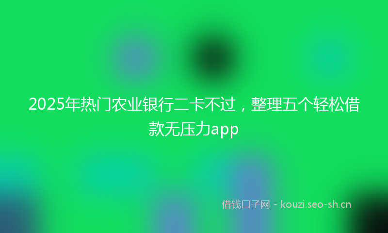 2025年热门农业银行二卡不过,整理五个轻松借款无压力app
