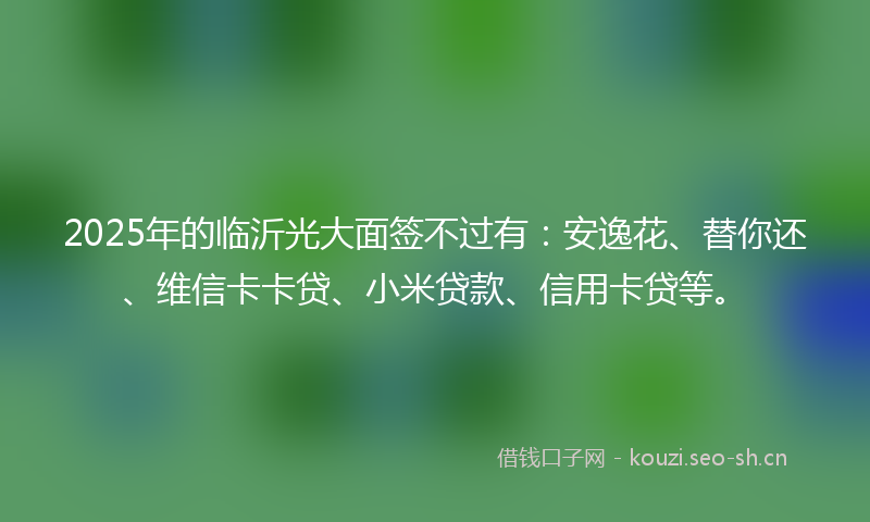 2025年的临沂光大面签不过有：安逸花、替你还、维信卡卡贷、小米贷款、信用卡贷等。