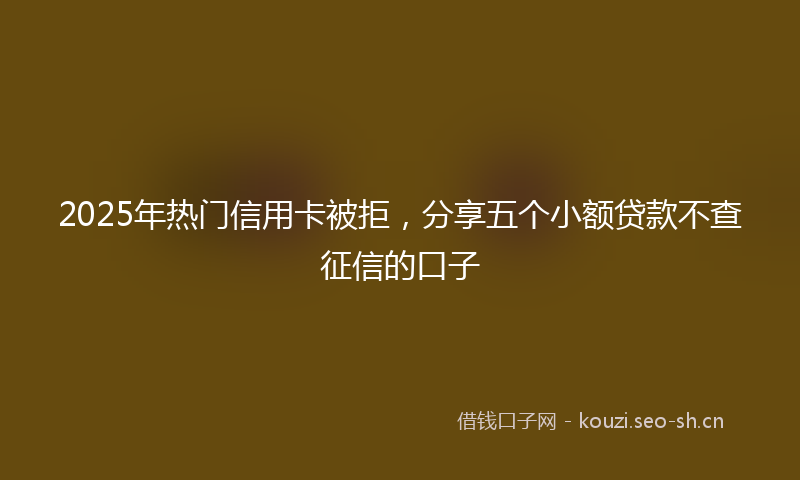 2025年热门信用卡被拒，分享五个小额贷款不查征信的口子