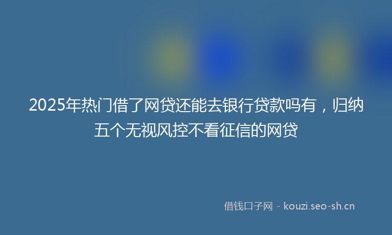 2025年热门借了网贷还能去银行贷款吗有，归纳五个无视风控不看征信的网贷