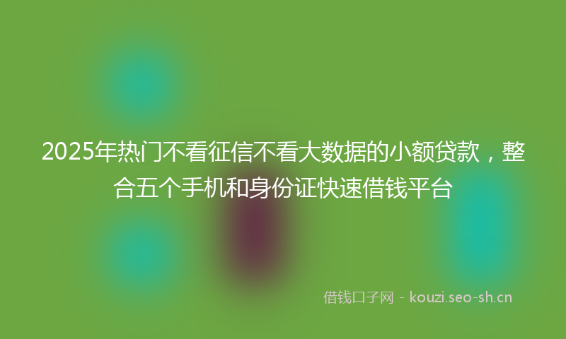 2025年热门不看征信不看大数据的小额贷款，整合五个手机和身份证快速借钱平台