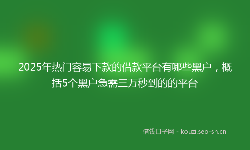 2025年热门容易下款的借款平台有哪些黑户，概括5个黑户急需三万秒到的的平台