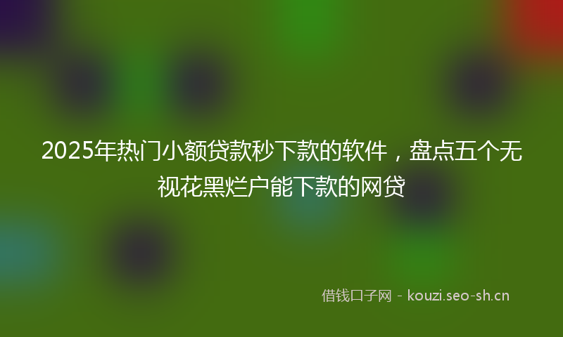 2025年热门小额贷款秒下款的软件，盘点五个无视花黑烂户能下款的网贷