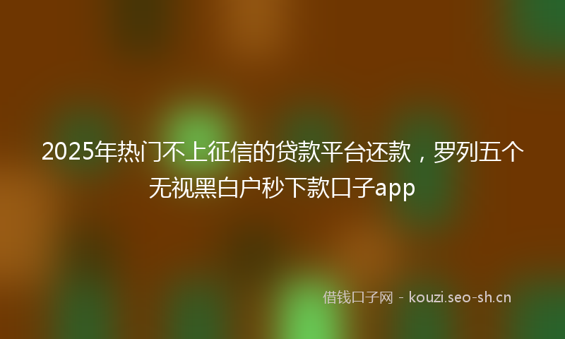 2025年热门不上征信的贷款平台还款，罗列五个无视黑白户秒下款口子app