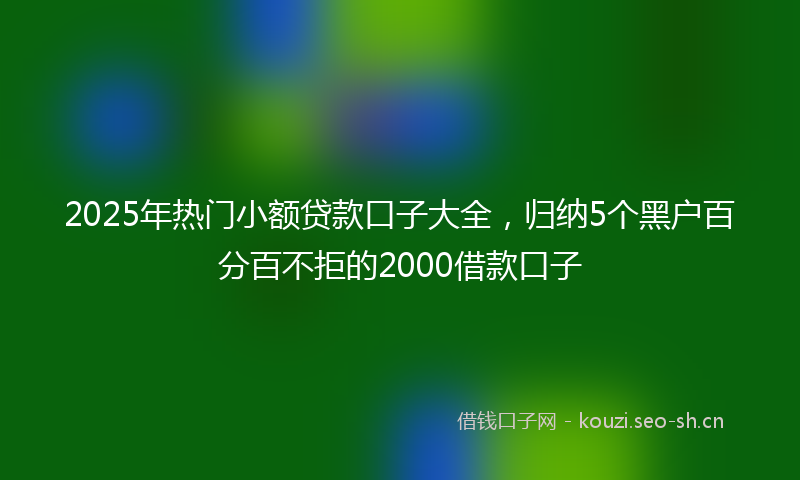 2025年热门小额贷款口子大全，归纳5个黑户百分百不拒的2000借款口子