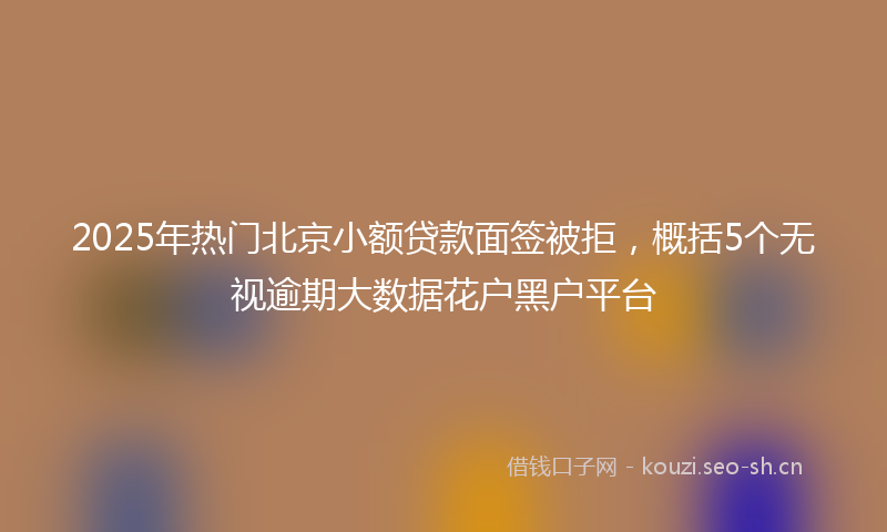2025年热门北京小额贷款面签被拒，概括5个无视逾期大数据花户黑户平台