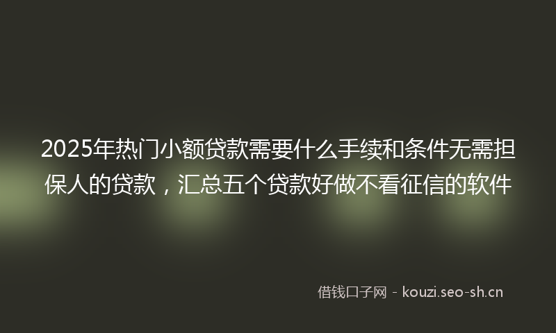 2025年热门小额贷款需要什么手续和条件无需担保人的贷款，汇总五个贷款好做不看征信的软件