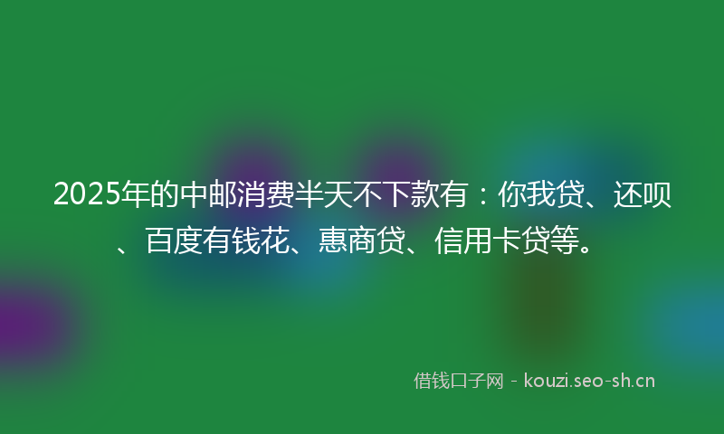 2025年的中邮消费半天不下款有：你我贷、还呗、百度有钱花、惠商贷、信用卡贷等。