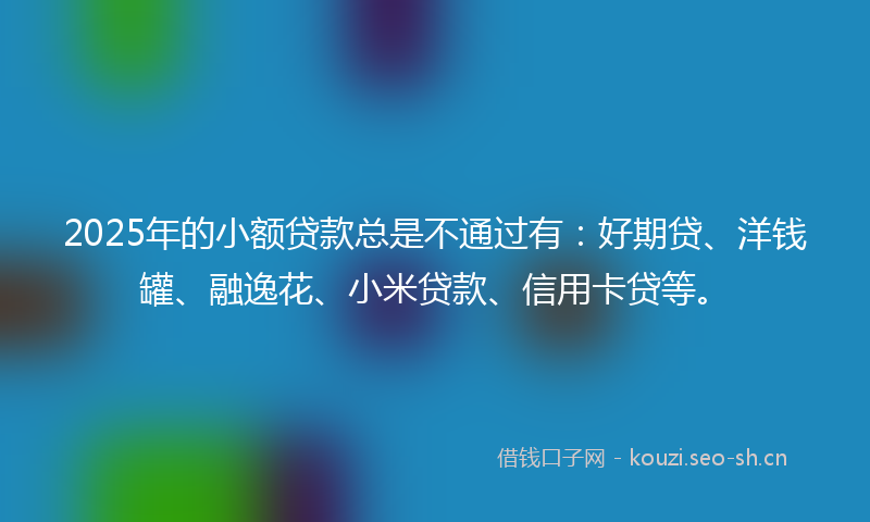 2025年的小额贷款总是不通过有：好期贷、洋钱罐、融逸花、小米贷款、信用卡贷等。