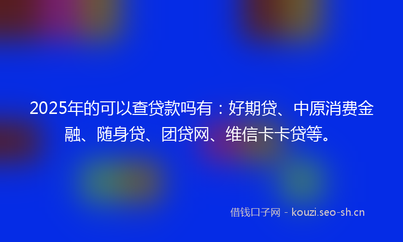 2025年的可以查贷款吗有：好期贷、中原消费金融、随身贷、团贷网、维信卡卡贷等。