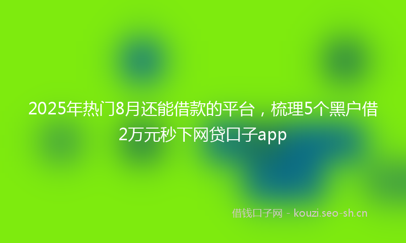 2025年热门8月还能借款的平台，梳理5个黑户借2万元秒下网贷口子app
