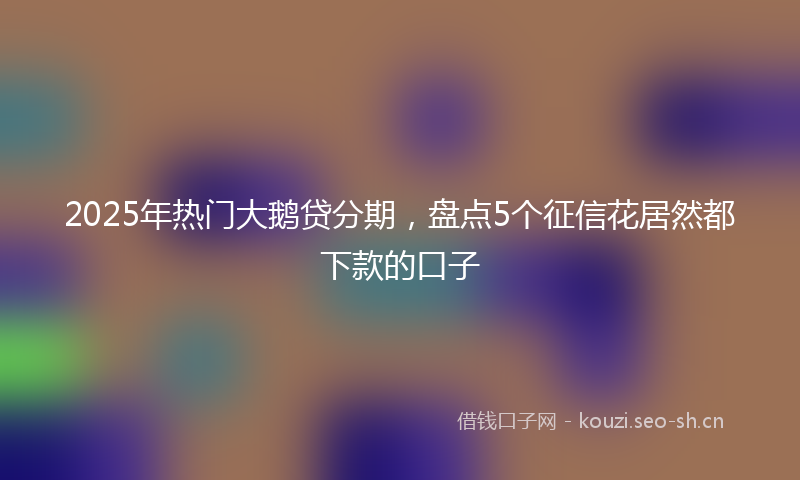 2025年热门大鹅贷分期，盘点5个征信花居然都下款的口子