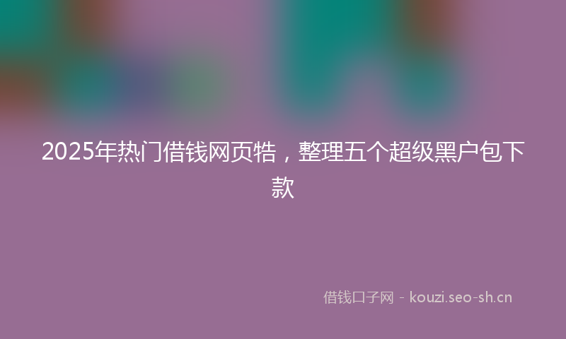 2025年热门借钱网页牿，整理五个超级黑户包下款