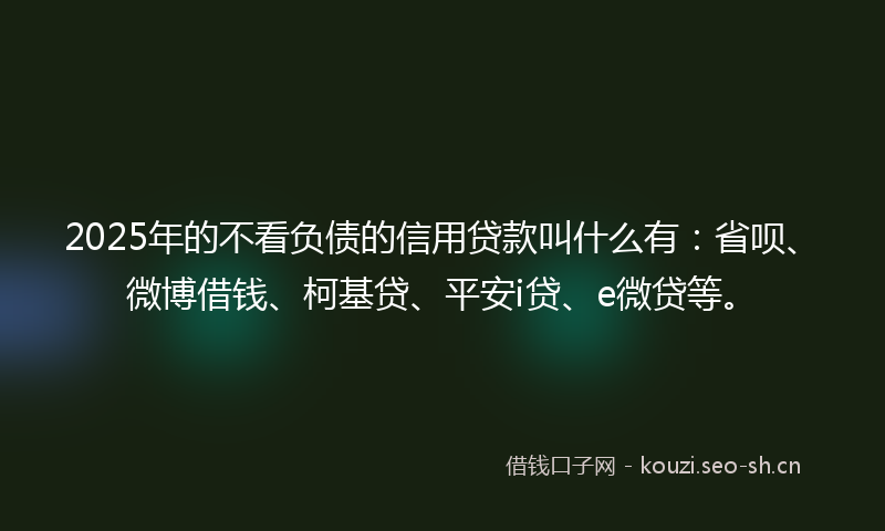 2025年的不看负债的信用贷款叫什么有：省呗、微博借钱、柯基贷、平安i贷、e微贷等。