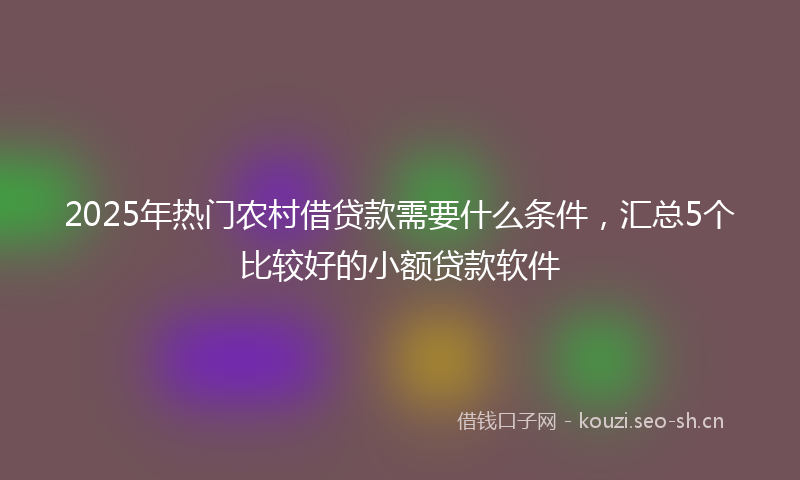 2025年热门农村借贷款需要什么条件，汇总5个比较好的小额贷款软件